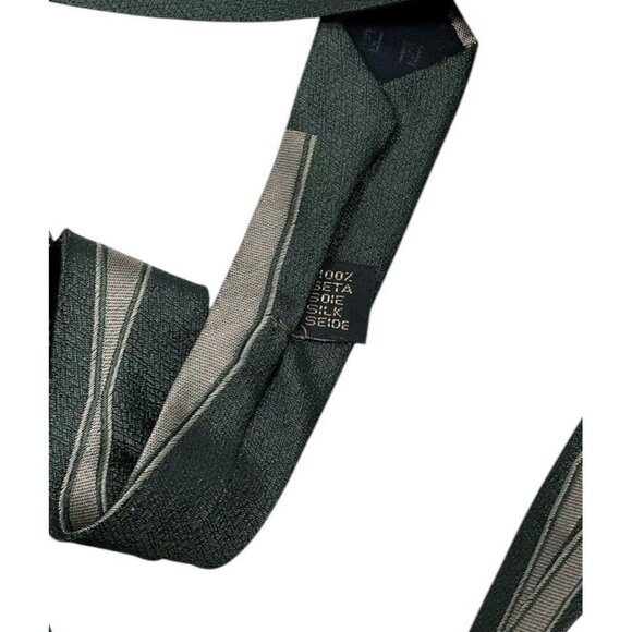 FENDI Men's 100% Silk Necktie LUXURY Tie Green Polo Club W:3.8" EUC - Picture 3 of 5